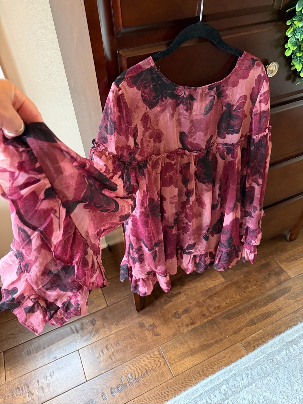 Free People Pink Floral Ruffle Tunic - Picture 3 of 4